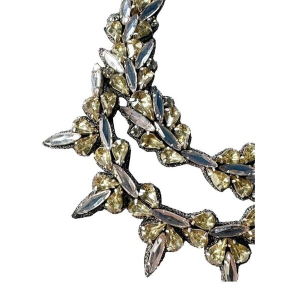 Deepa Gurnani Crystal Statement Necklace 16"to19" Yellow Clear Black NWT - Picture 5 of 7